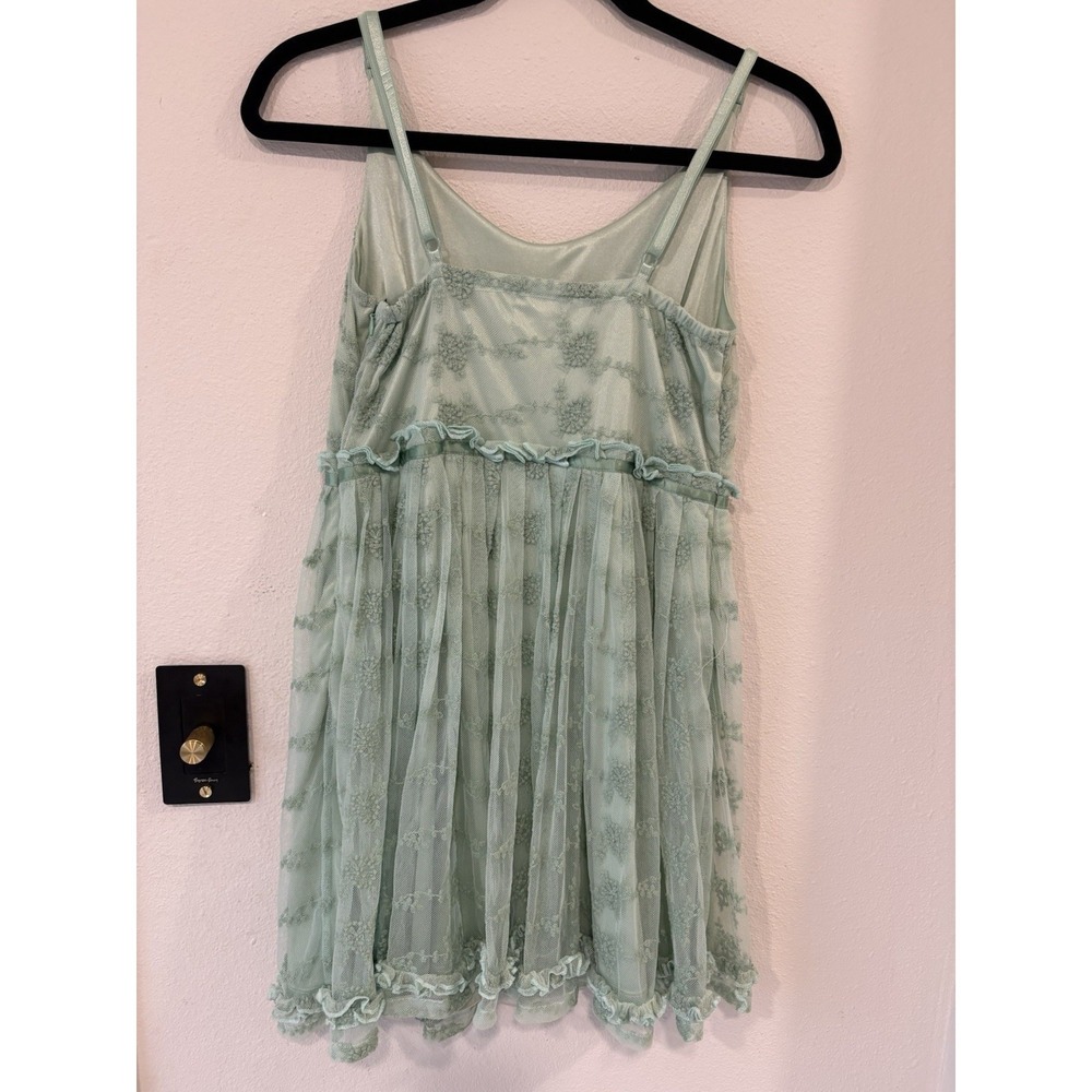 Fairycore Whimsical Baby Doll Dress Size Small Sheer Lace Sage Summer - Picture 5 of 5